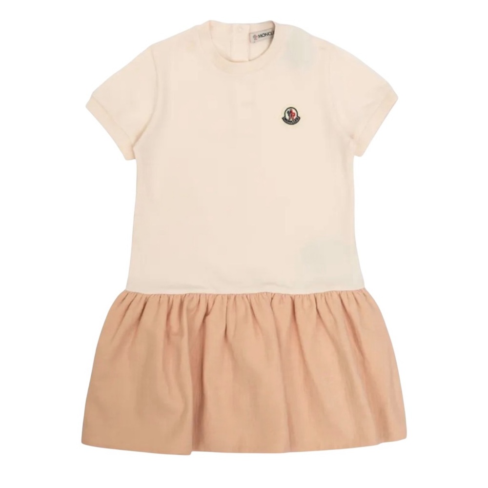 Moncler baby girls pink dress logo patch short sleeve cotton 6-9 months